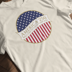 America 250 Golden Age t-shirt with stars and stripes shield

