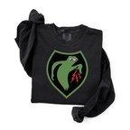 Folded long sleeve Black Comfort Colors t-shirt with Apu Ghost Army graphic design