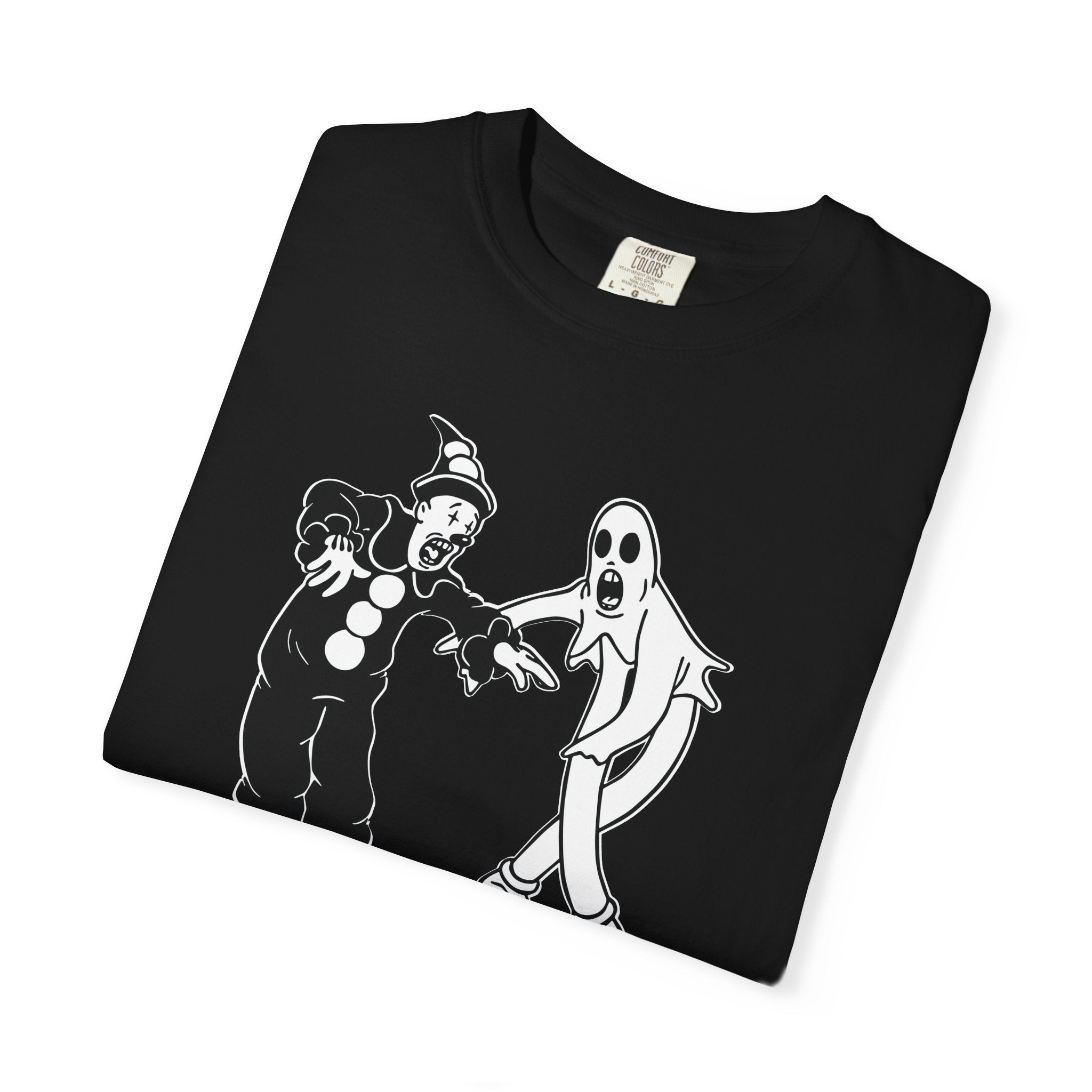 Folded Koko the Clown Dancing Ghost psyop meme t-shirt in Black